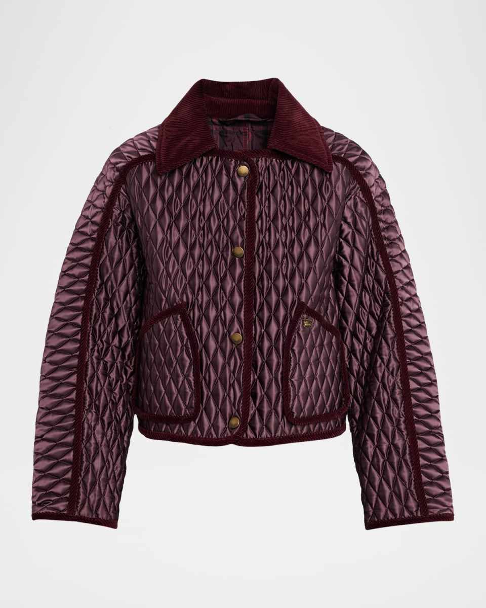 Floriston Corduroy-Trim Quilted Barn Jacket